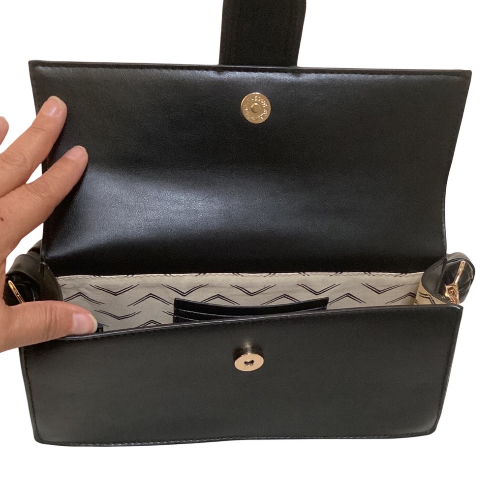 Moda Luxe Black Faux Leather Clutch Handbag Braided Top Handle Evening Bag - Picture 4 of 16